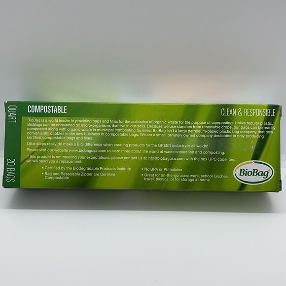 BioBag Quart Size Resealable Compostable Bags - 20 - Picture 5 of 5